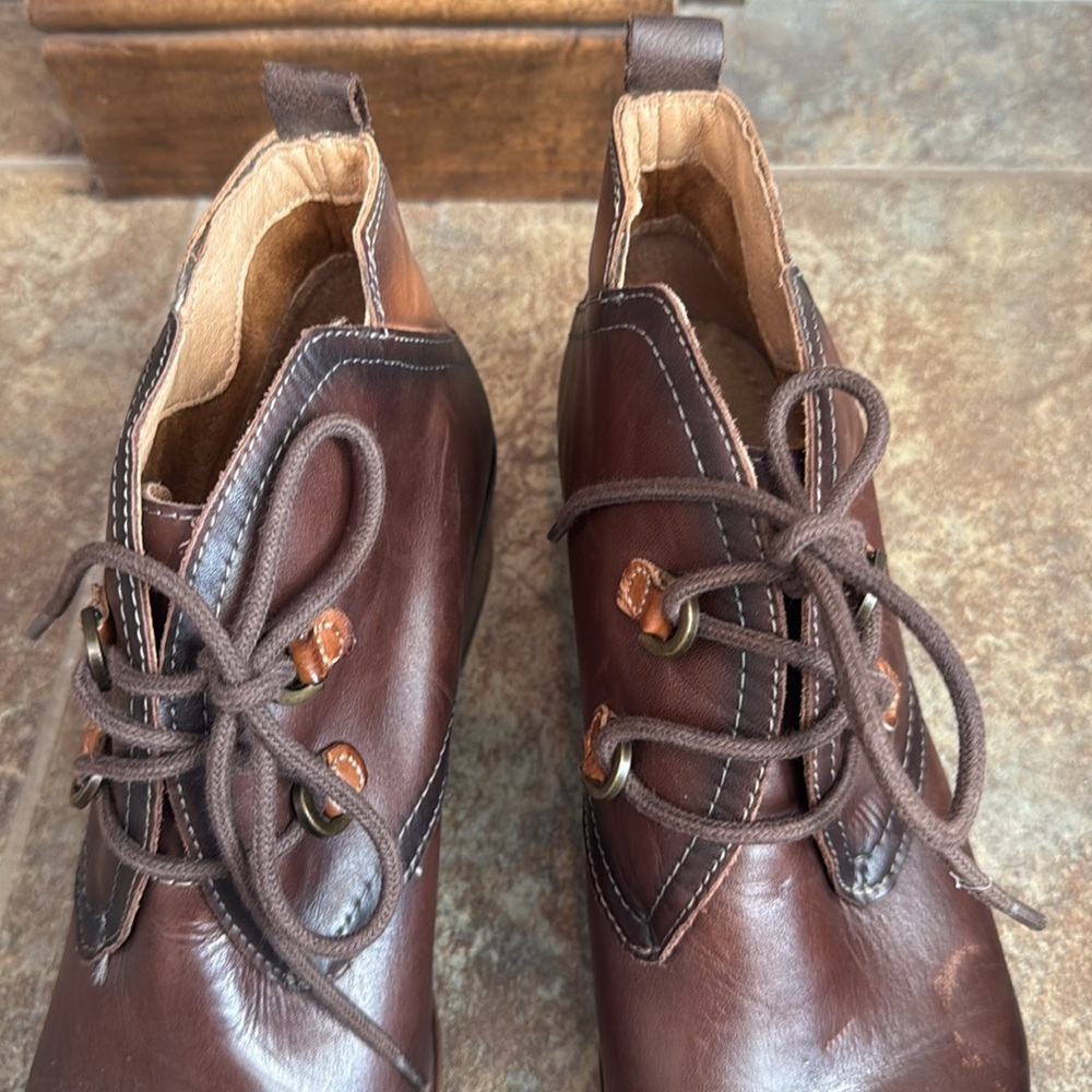 Pikolinos two tone brown leather ankle tie boot size 42/ US 11.5/12 - Picture 6 of 16